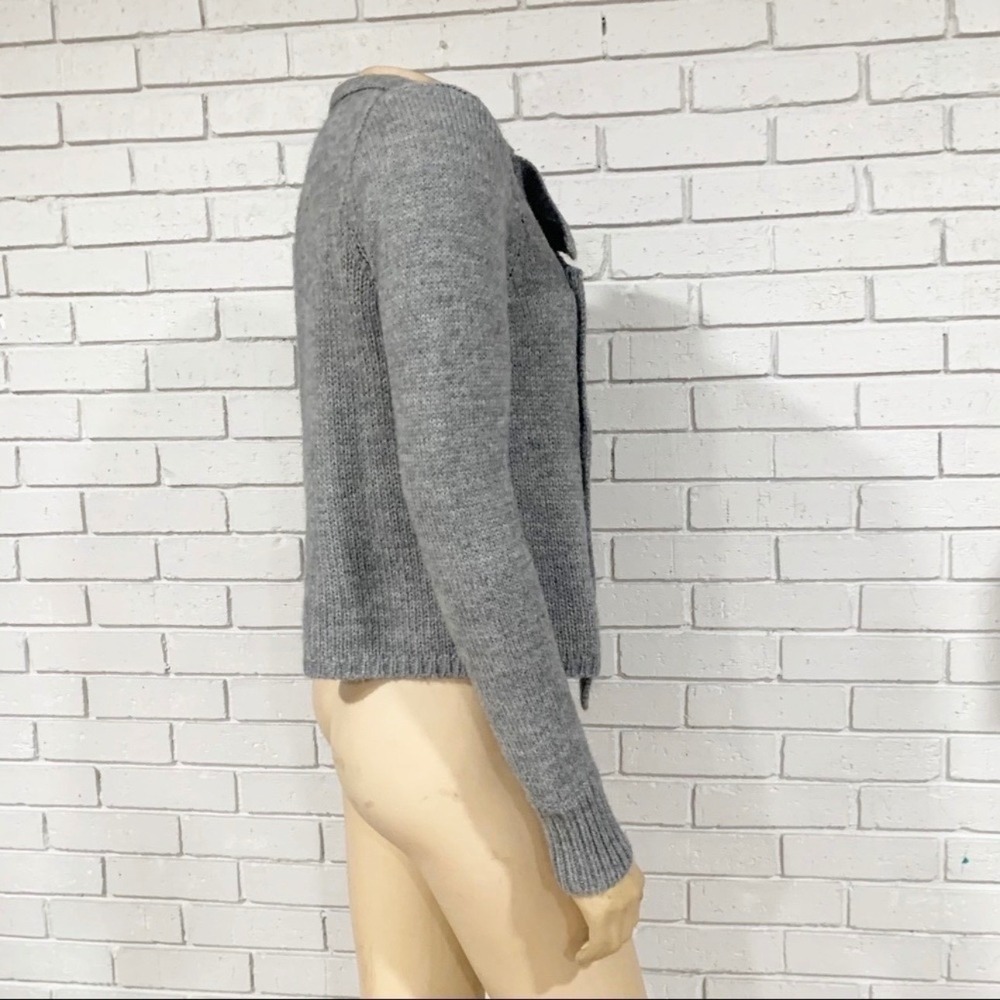 J.Crew Gray Alpaca Merino Wool Double Breasted Collared Cardigan Old Money Small - Picture 2 of 6